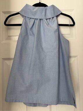 Sail to Sable Soft Light Blue Halter Top with Gold Logo